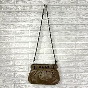 Banana Republic Brown Faux Leather Convertible Clutch Bag Chain Shoulder Strap